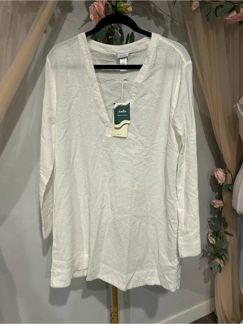 Andie for Target White Textured Cotton Beach Cover-Up Tunic Size Large NWT